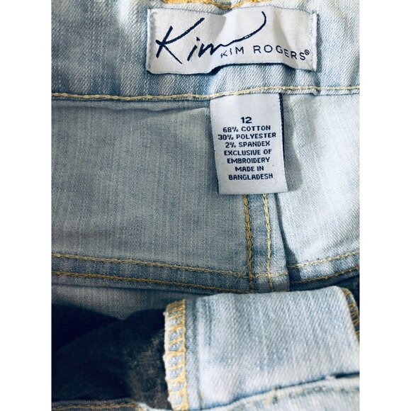 Kim Rogers Capris Jeans Womens 12 Stretch Light Blue Denim Pants Embroidery - Picture 6 of 7